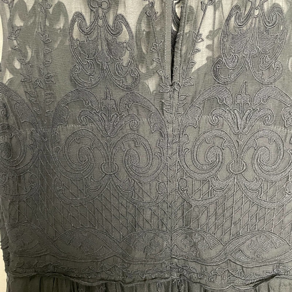 Dolce Vita Beautiful Silk Lace Sleeveless Crew Neck Embroidered Dress Black L - Picture 10 of 13